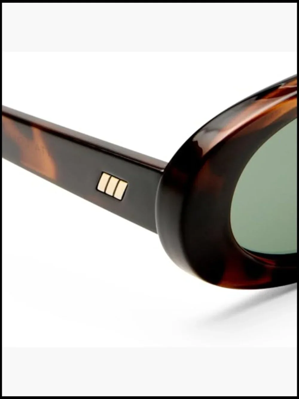 Unisex Oval Sunglasses - Tort Frame, Green Lenses, Micro 90s Style
